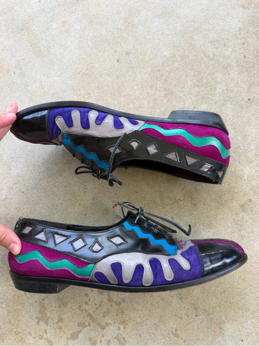 Beverly Feldman Vintage Leather Colorful Patchwork Oxford Shoes Women’s 9.5 - Picture 8 of 15